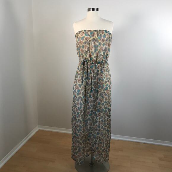 Gypsy 05 • Silk Strapless Floral Dress XS - Picture 1 of 9